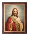 Obraz religijny Jezus Chrystus błogosławiący w ramie drewnianej ze złotym paskiem