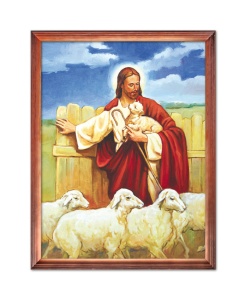Obraz religijny Jezus Chrystus Dobry Pasterz z barankami