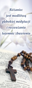 Baner na Różaniec "Różaniec jest modlitwą.." 75 x 200 cm