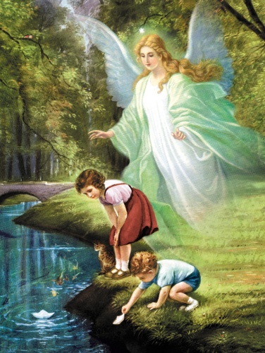 Plakat religijny wzór 008. Anioł Stróż.