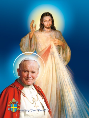Plakat Religijny wzór 088. Jezus Miłosierny, Jan Paweł II. 