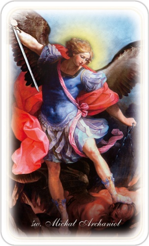Obrazek z modlitwą do świętego Michała Archanioła.