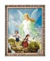 Obraz religijny dla dzieci Anioł Stróż w ramie z ornamentem