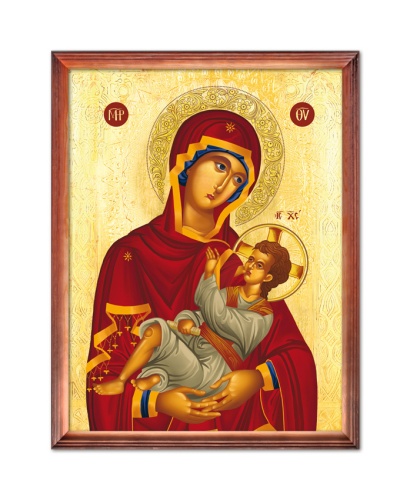 Obraz religijny Matka Boża z Dzieciątkiem Jezus w drewnianej ramie