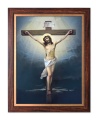 Obraz religijny ukrzyżowanie Jezusa Chrystusa w ramie drewnianej ze złotym paskiem