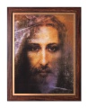 Obraz religijny Święty Całun, Wizerunek Jezusa Chrystusa z Całunu w ramie drewnianej ze złotym paskiem