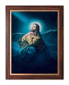 Obraz religijny Jezus modlący się w Ogrójcu w ramie drewnianej ze złotym paskiem