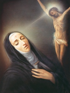 Plakat Religijny Święta Rita i Jezus Chrystus ukrzyżowany