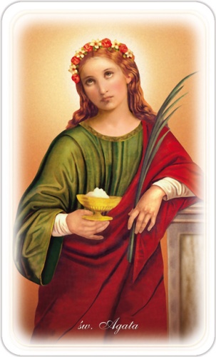 Obrazek z modlitwą do świętej Agaty.