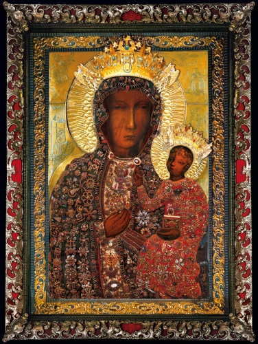 Plakat  Religijny wzór 126. Matka Boska Częstochowska suknia rubinowa 2