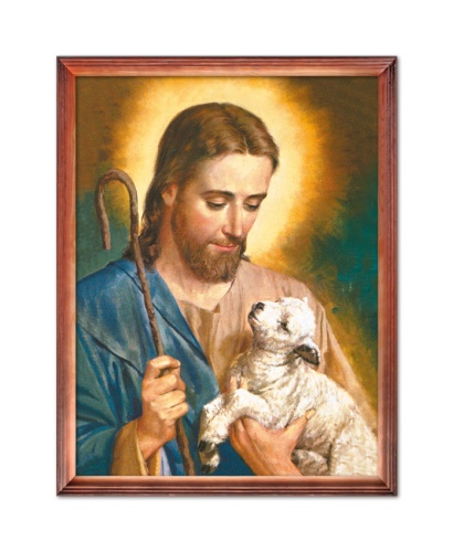 Obraz religijny Jezus Chrystus Dobry Pasterz w drewnianej ramie