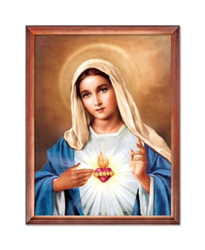Obraz święty Serce Maryi w drewnianej ramie