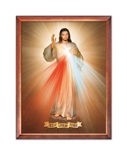 Obraz religijny Jezus Ufam Tobie, Jezus Miłosierny w drewnianej ramie