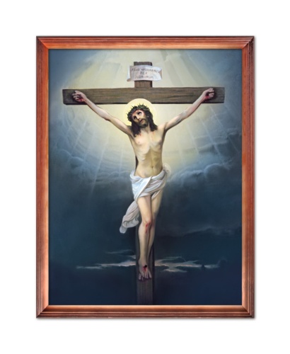 Obraz religijny ukrzyżowanie Jezusa Chrystusa w drewnianej ramie