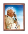 Obraz religijny Święty Jan Paweł II całujący pastorał w drewnianej ramie