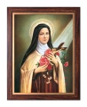 Obraz religijny Święta Teresa w ramie drewnianej ze złotym paskiem