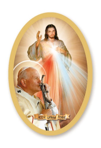 Naklejki na świece Jezu Ufam Tobie i JP II - 25 arkuszy