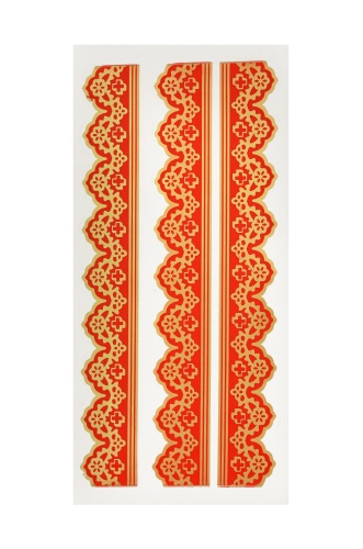 Naklejki na świece, czerwona koronka - 25 arkuszy