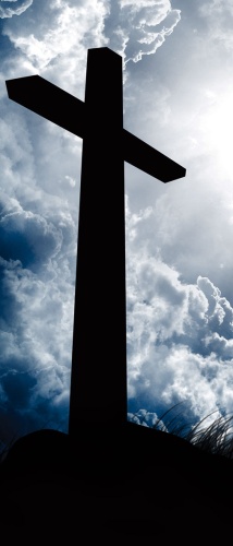 Tło do Grobu Pańskiego, chmury z Krzyżem  (125x200)