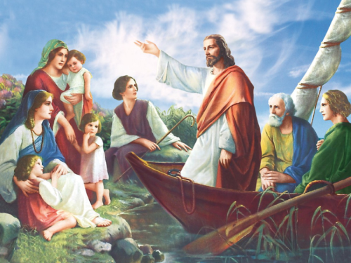 Plakat Religijny wzór 106. Jezus Chrystus na łodzi