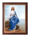 Rysunek religijny Jezus Chrystus z Góry Synaj w ramie drewnianej ze złotym paskiem